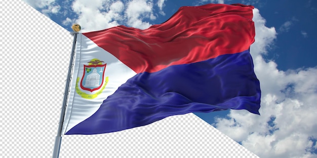 Realistische 3D Renders Vlag van Sint Maarten transparant