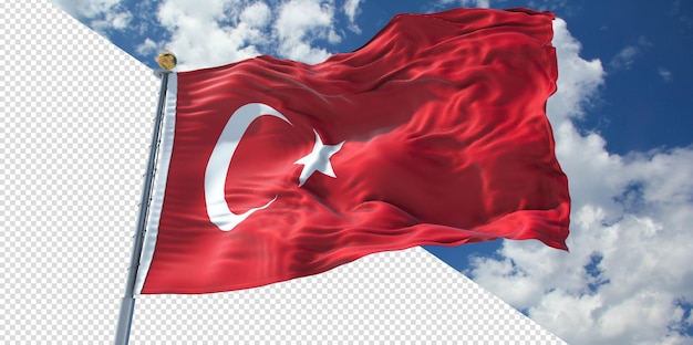 PSD realistische 3d renders vlag van turkije transparant