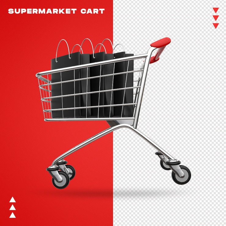 Realistische 3D-supermarktwagen