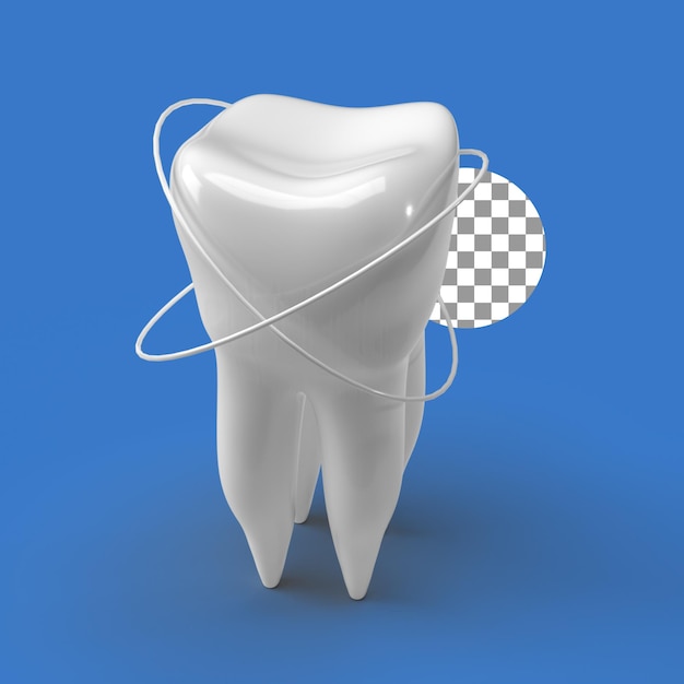 PSD realistische 3d-tandweergave tandheelkundig en gezondheidsconceptelement het tandheelkundige model van een tand