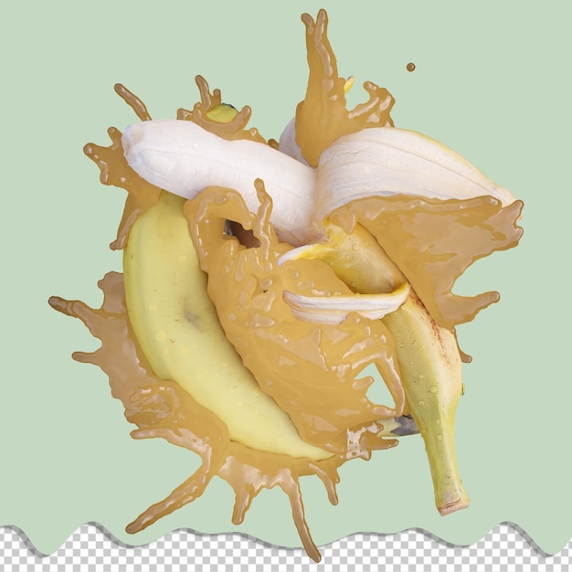 PSD realistische 3d-weergave van banana het beste voor commerciële en ontwerpdoeleinden