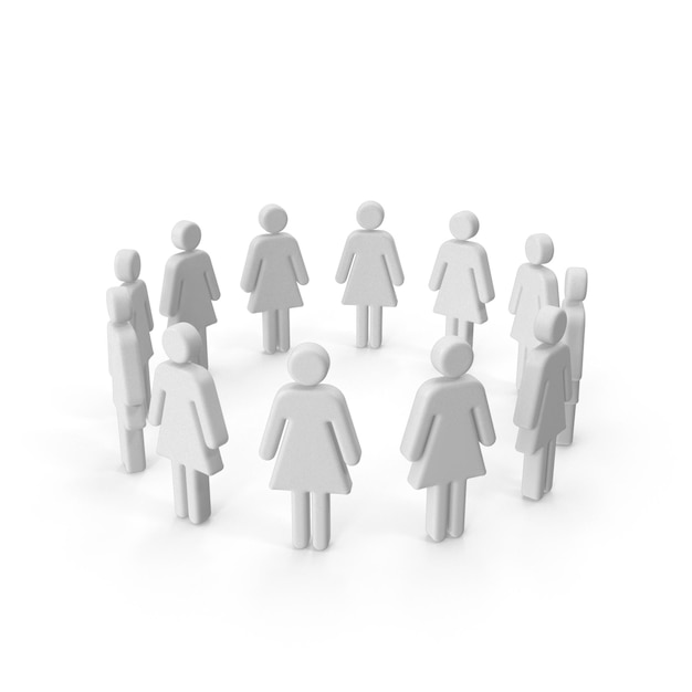 Realistische 3D Women Group Icon PSD-bestanden gedetailleerde vrouwelijke en sociale kunst