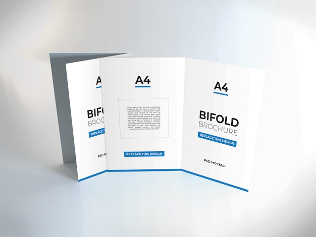 Realistische a4 bifold brochure mockup