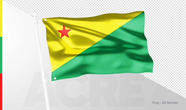 Realistische acre vlag braziliaanse staat 3d-rendering