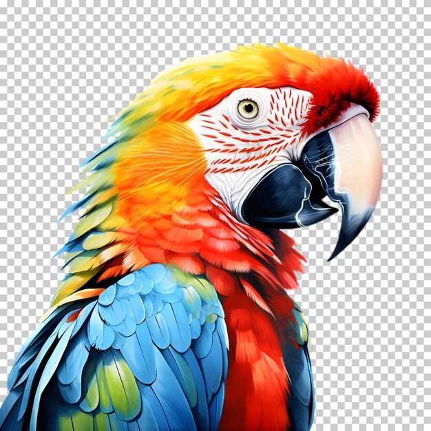 PSD realistische ara papegaai geïsoleerd op transparante achtergrond