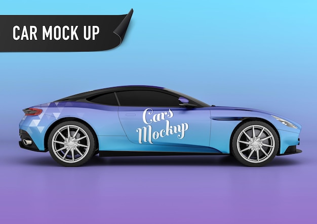 Realistische auto psd mockup zijaanzicht;