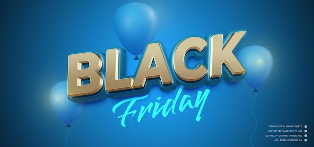 PSD realistische banners black friday-uitverkoop met bewerkbaar teksteffect in 3d-stijl