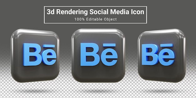 Realistische behance icon set behance apps icon