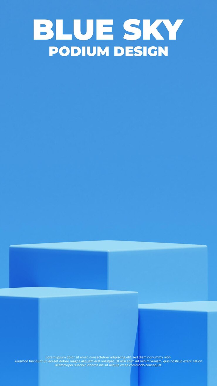 Realistische blauwe productpodium 3D-rendering