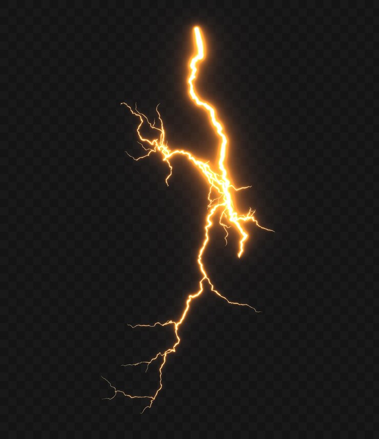 Realistische blikseminslag speciale effecten op doorzichtige achtergronden 3d rendering png