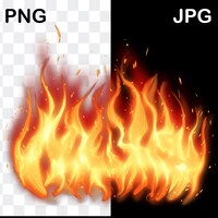 PSD realistische brandende vuurvlammen, brandende hete vonken realistische vuurvlam, vuurvlameffect
