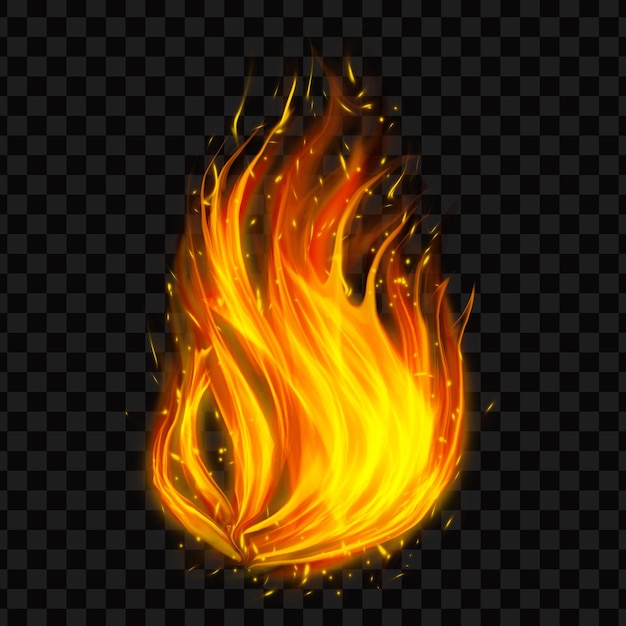 Realistische brandende vuurvlammen Brandende hete vonken realistische vuurvlam Vuurvlammen effect