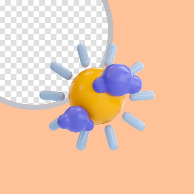 Realistische cartoon look wolk zon dag weer icoon 3d render concept voor website en app symbool