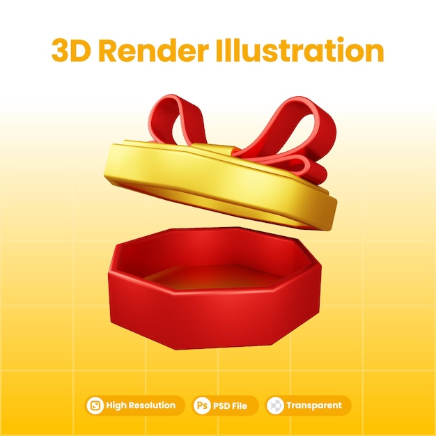 Realistische Chinees geopende geschenkdoos 3d illustratie