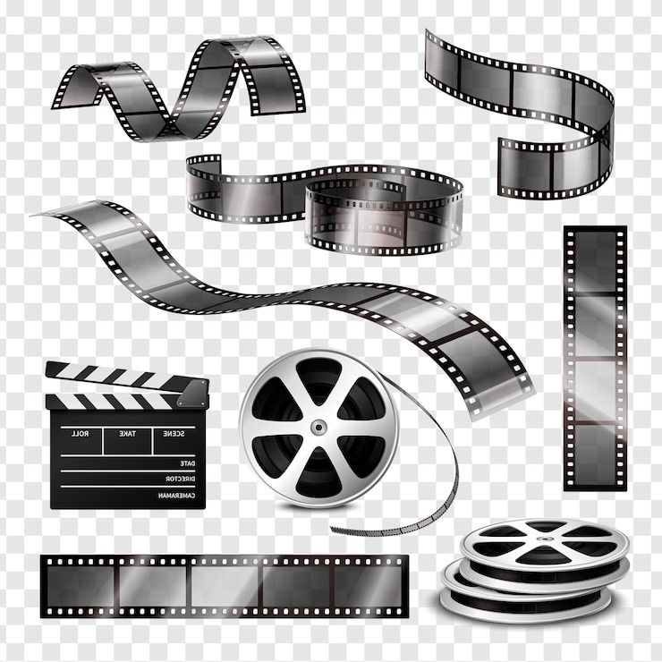 PSD realistische clapper fotografische strips en film geïsoleerd op transparante achtergrond