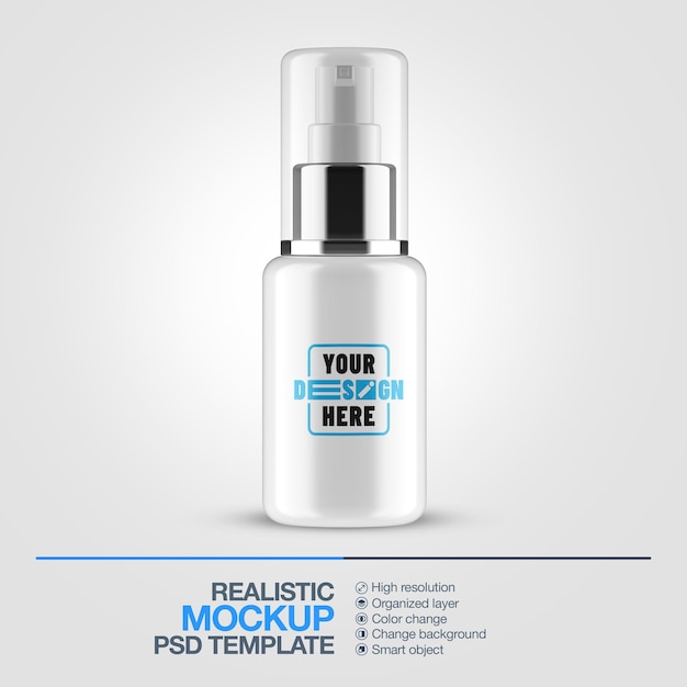 Realistische cosmetische fles mockup PSD sjabloon