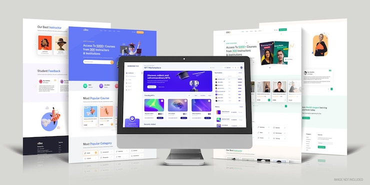 PSD realistische desktop mockup en webbrowser scherm mockup sjabloon met bewerkbare achtergrond