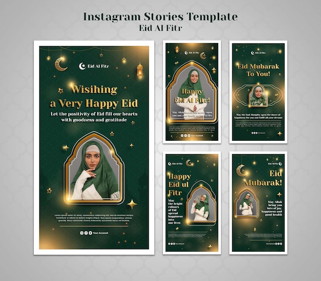 PSD realistische eid al-fitr instagram verhalen ontwerpsjabloon