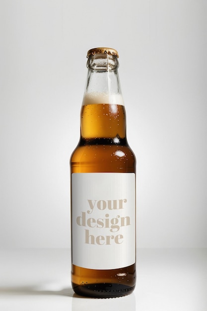 Realistische fles mockup bier olijfolie productverpakking vitrine Nieuwe Merch Stock PSD Foto
