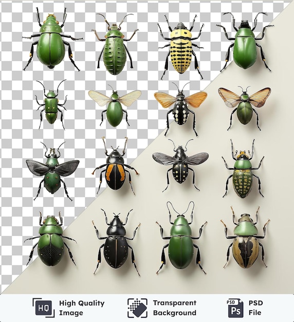 PSD realistische fotografische entomoloog39s insectencollectie met een bruine vlinder en een groene kikker