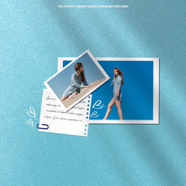 Realistische fotolijst polaroid mockup-sjabloon premium psd