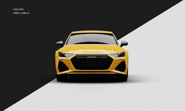 Realistische geïsoleerde glanzende oranje luxe moderne sportwagen vanuit vooraanzicht