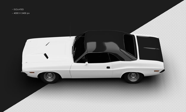 Realistische geïsoleerde mat witte klassieke sport Muscle Car van linksboven bekijken