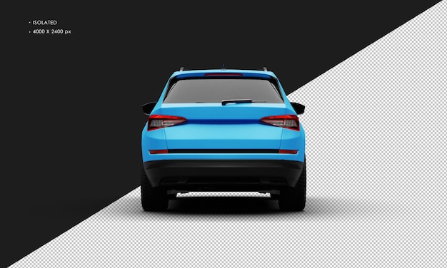 Realistische geïsoleerde matblauwe moderne crossover Suv-auto van achteraanzicht