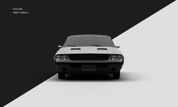 Realistische geïsoleerde matgrijze klassieke sportmuscle car vanuit vooraanzicht
