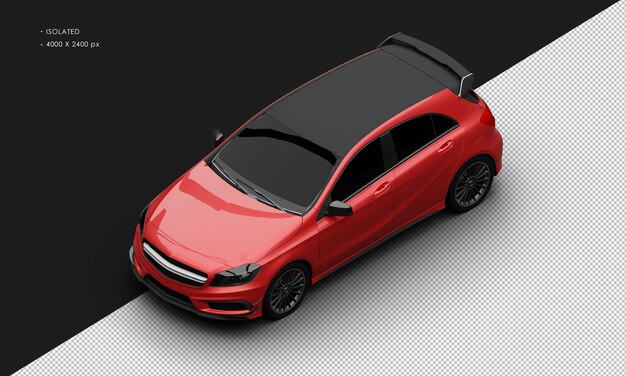Realistische geïsoleerde metalen rode elegante moderne sportwagen van boven links voorwaarts