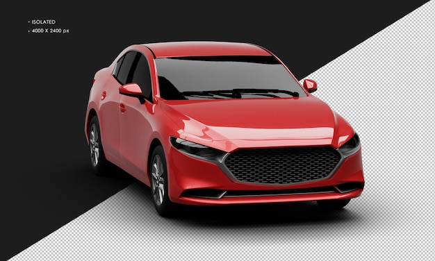 Realistische geïsoleerde Metallic Red Modern Sport City Car vanuit de rechter voorhoek