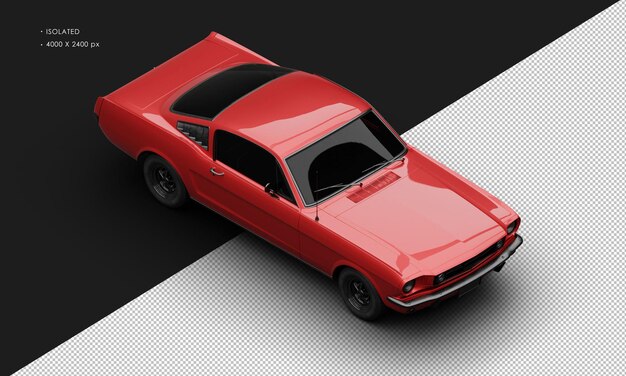 Realistische geïsoleerde Metallic Red Sport Classic Muscle Car van boven rechts voorzijde