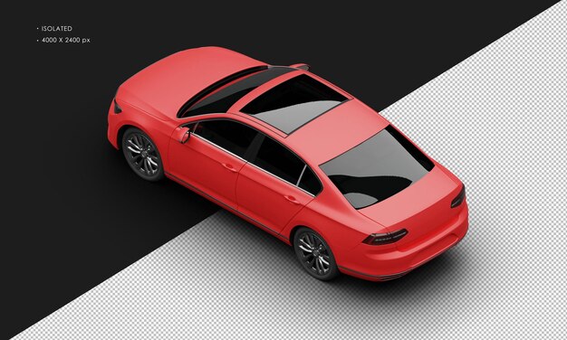 Realistische geïsoleerde realistische matte rode sedan luxe elegante stadsauto van boven links achteruit