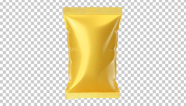 Realistische gele plastic snackzak geïsoleerd op een doorzichtige achtergrond.