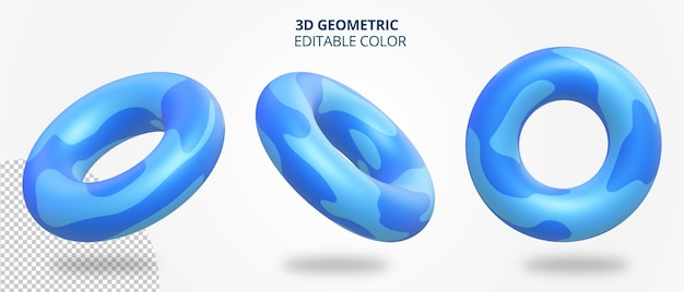 Realistische geometrie van 3D-ring met blauwe textuur