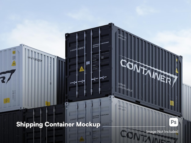 Realistische gestapelde verzendcontainer 3D-mockup geïsoleerd