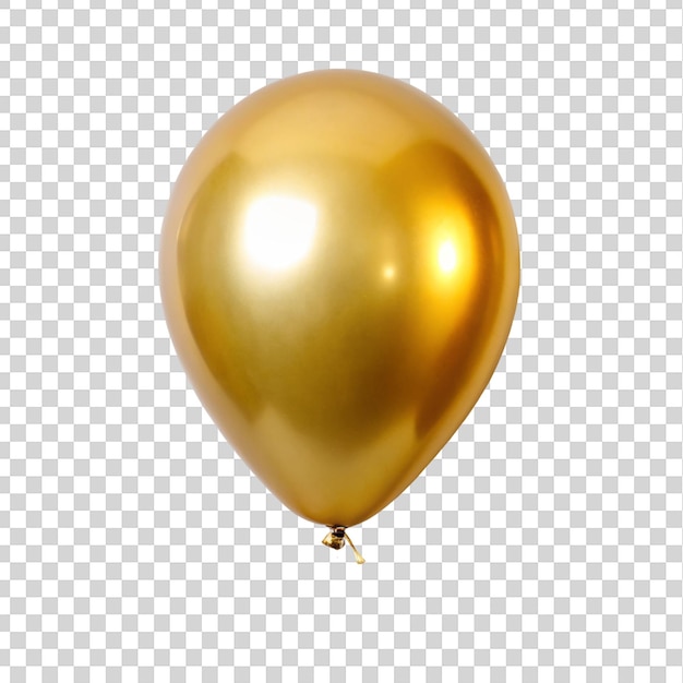 Realistische gouden ballon met een lint op een doorzichtige achtergrond