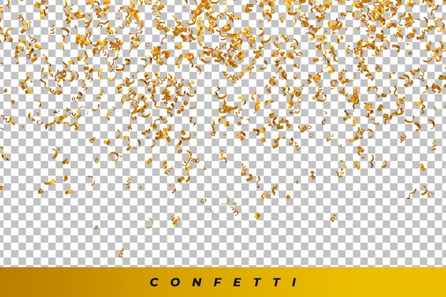 PSD realistische gouden confetti en kronkelige explosie voor het festivalfeest ribbon blast carnival elem