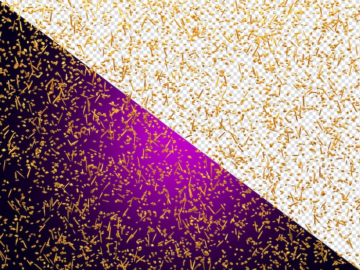 PSD realistische gouden confetti en serpentine explosie voor het festival feest lint explosie carnaval elementen of verjaardagsfeest