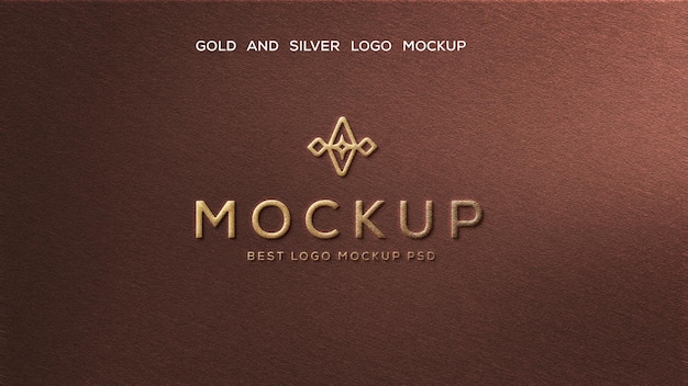 Realistische gouden en zilveren logo mockup