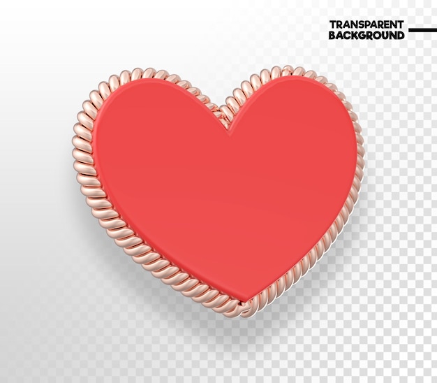 Realistische gouden hart 3d render voor valentijnsdag