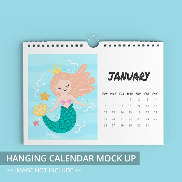 Realistische hangende kalender mock up