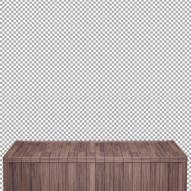 Realistische houten tafel Houten bord boven vooraanzicht 3d render geïsoleerd