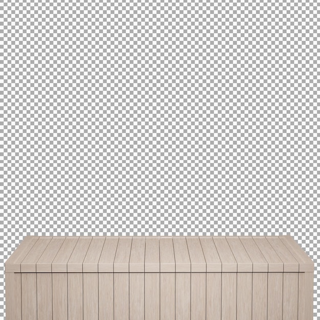 Realistische houten tafel Houten bord boven vooraanzicht 3d render geïsoleerd