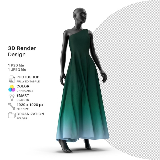 PSD realistische jurken op vrouwelijke mannequins 3d-modellering psd-bestand