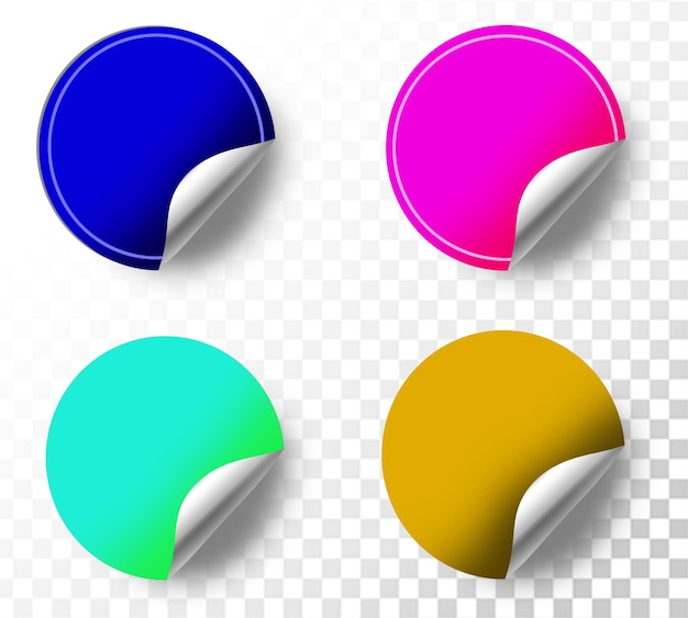 Realistische kleverige stickers in meerdere kleuren tags papieren stickers met schuimende hoeken