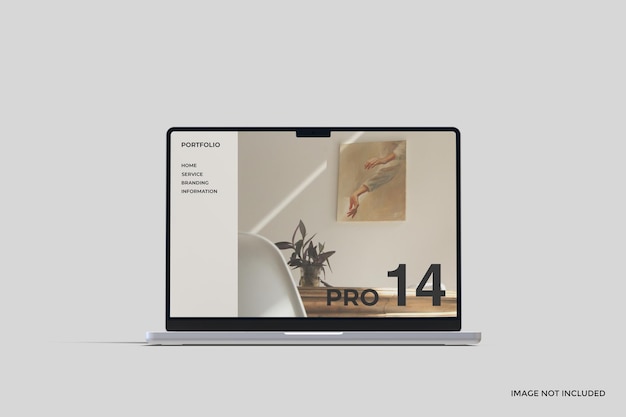 PSD realistische laptop pro 14 inch scherm mockup