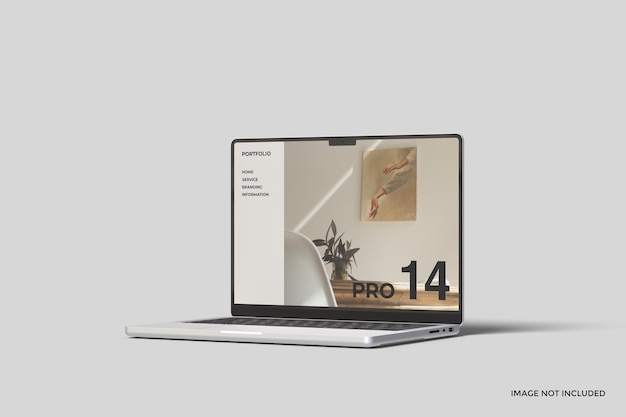 PSD realistische laptop pro 14 inch scherm mockup