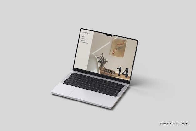 PSD realistische laptop pro 14 inch scherm mockup