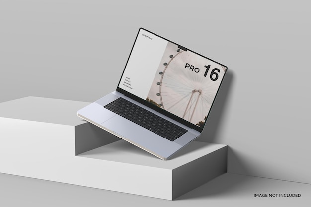 PSD realistische laptop pro 16 inch scherm mockup